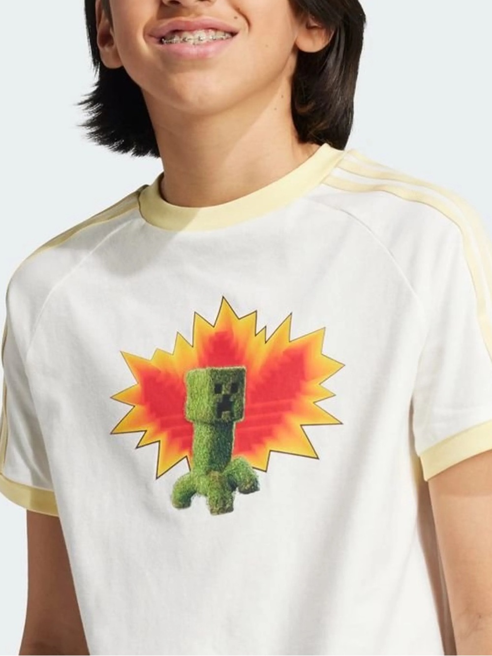 Adidas x Minecraft Creeper Tee
White with yellow stripes and green Creeper graph